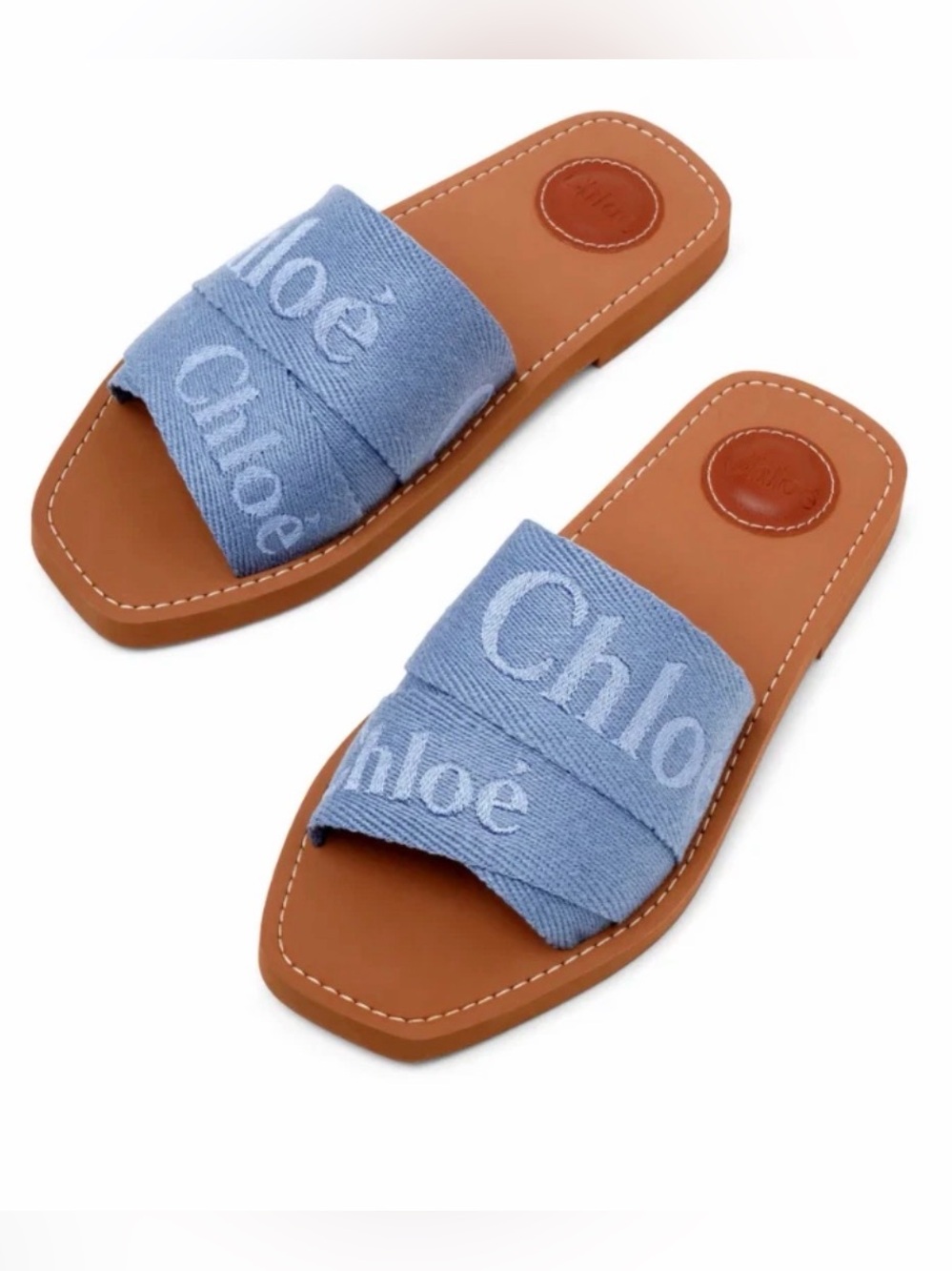Chloé Woody Flat Slide Sandals Size 42 Washed Blue Fits like 9-9.5!